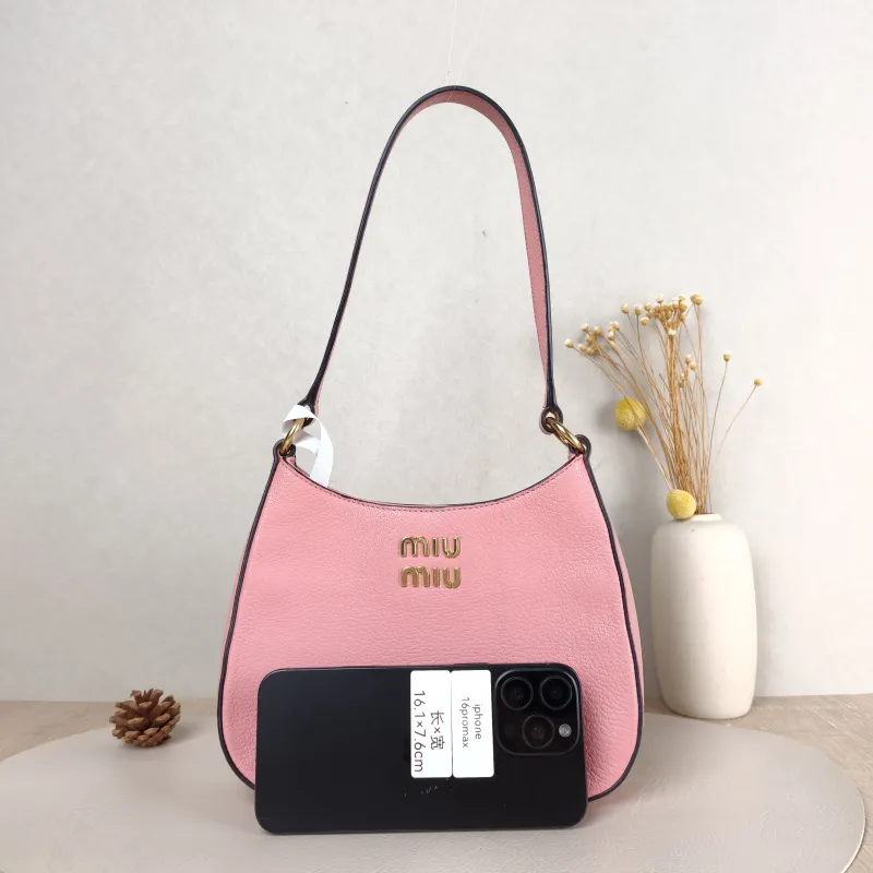 Miumiu Shoulder Bag Shoulder Bag Pink Calfskin 22 × 5 × 17 cm — cover view 3 of 5