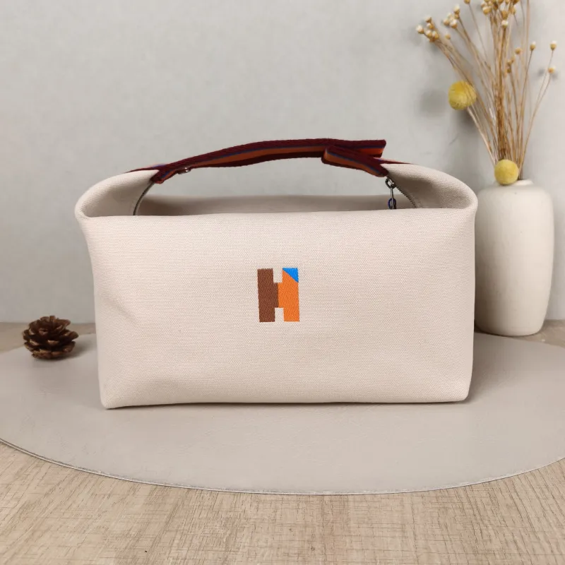 Hermès Top Handle Bag bride-a-brac Beige Canvas Large 25 × 15 × 21 cm