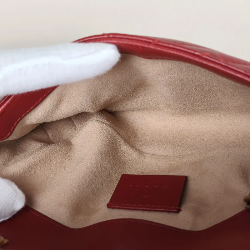 GUCCI Crossbody Bag GG Marmont Mini Marmont Mini Red Calfskin Mini 16.5 × 4.5 × 9.5 cm — detail view 4 of 8