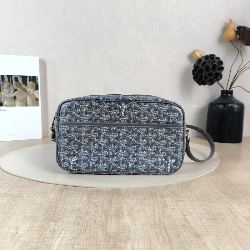 GOYARD Crossbody Bag Cap Vert Camera Bag Grey PVC Small 22 × 6.5 × 13 cm