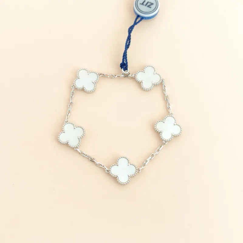 Van Cleef & Arpels Bracelet Alhambra Alhambra Collection Five-Motif Bracelet Pearl · White Mother-of-Pearl 18KW hite Gold Pearl Vintage Small 1.5 ×…