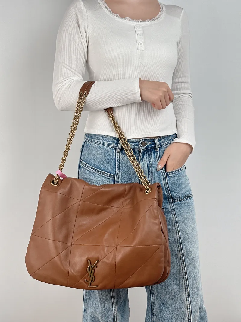 SAINT LAURENT Crossbody Bag Jamie 4.3 Chain Bag Caramel Lambskin Large 43 × 9 × 29 cm — on-model view 2 of 2