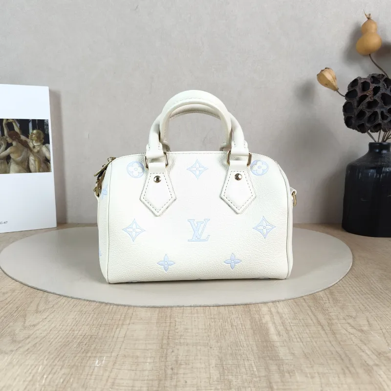 Louis Vuitton Crossbody Bag Speedy20 White · Blue Monogram Empreinte Embossed Calfskin Small 20.5 × 12 × 13.5 cm