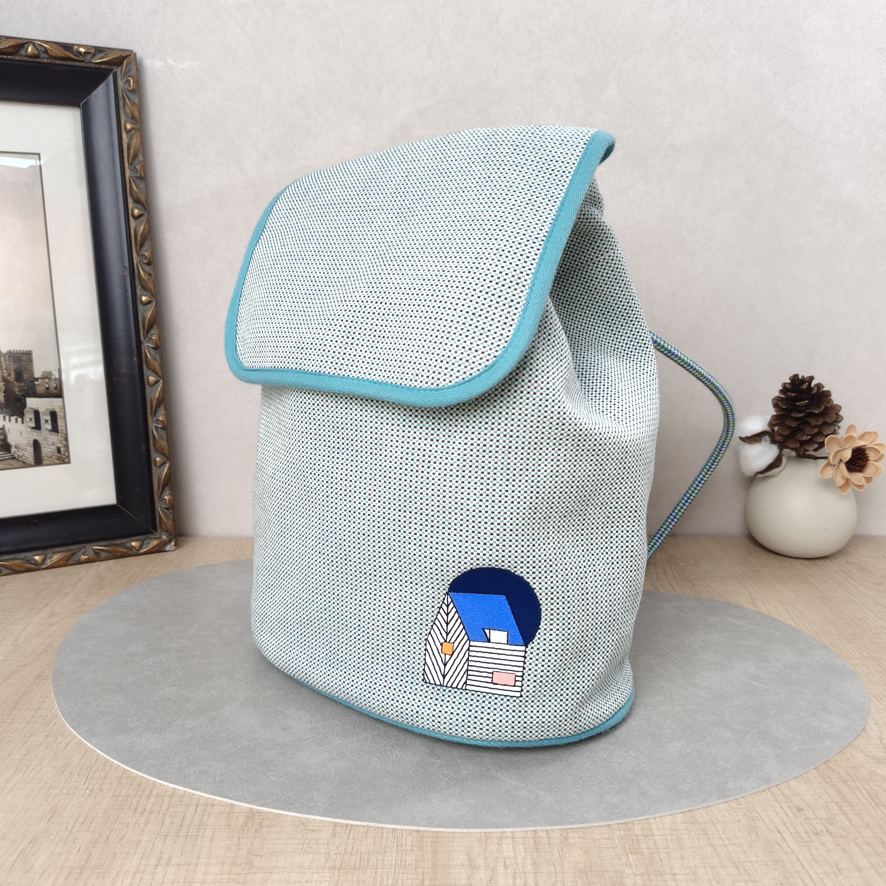 Hermès Backpack Backpack Blue Canvas One Size24 × 15 × 34 cm — cover view 3 of 5
