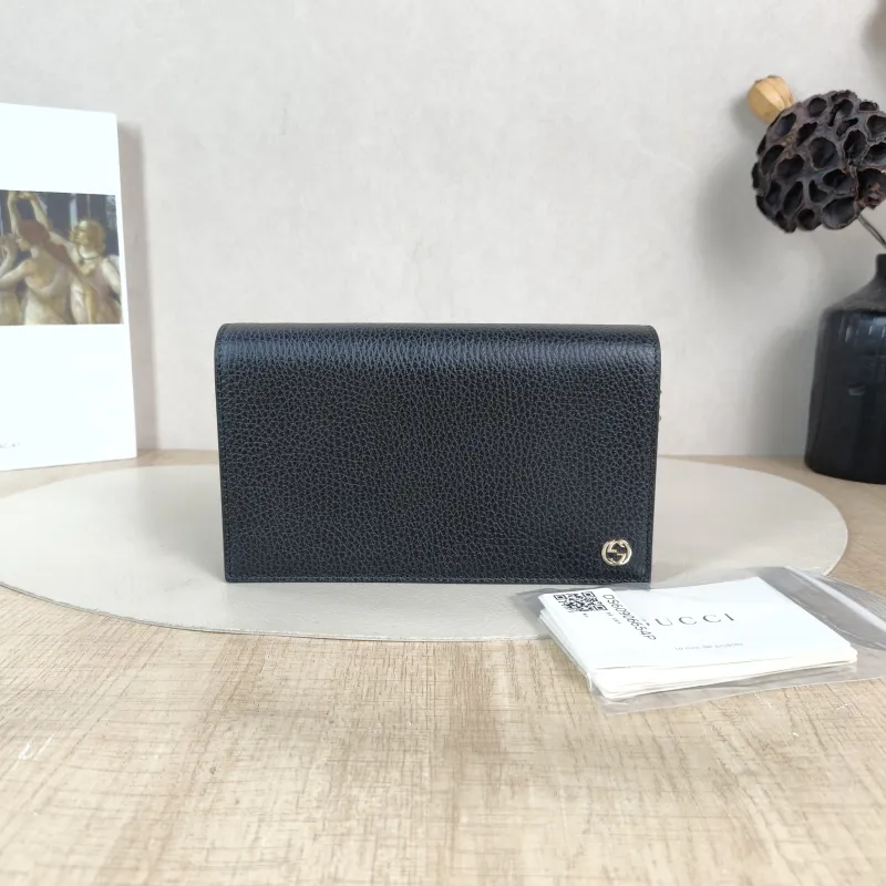 GUCCI Crossbody Bag G woc Black Calfskin One Size 19 × 2 × 11.5 cm — cover view 2 of 6