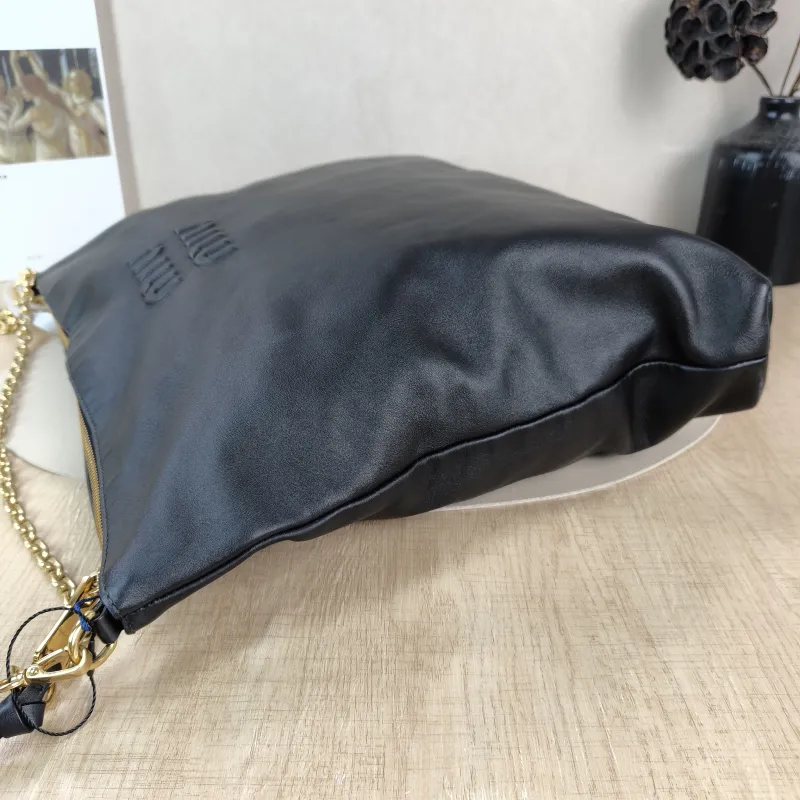 Miumiu Crossbody Bag Hobo Shoulder Crossbody Bag Black Calfskin One Size 38 × 6 × 34 cm — detail view 8 of 10