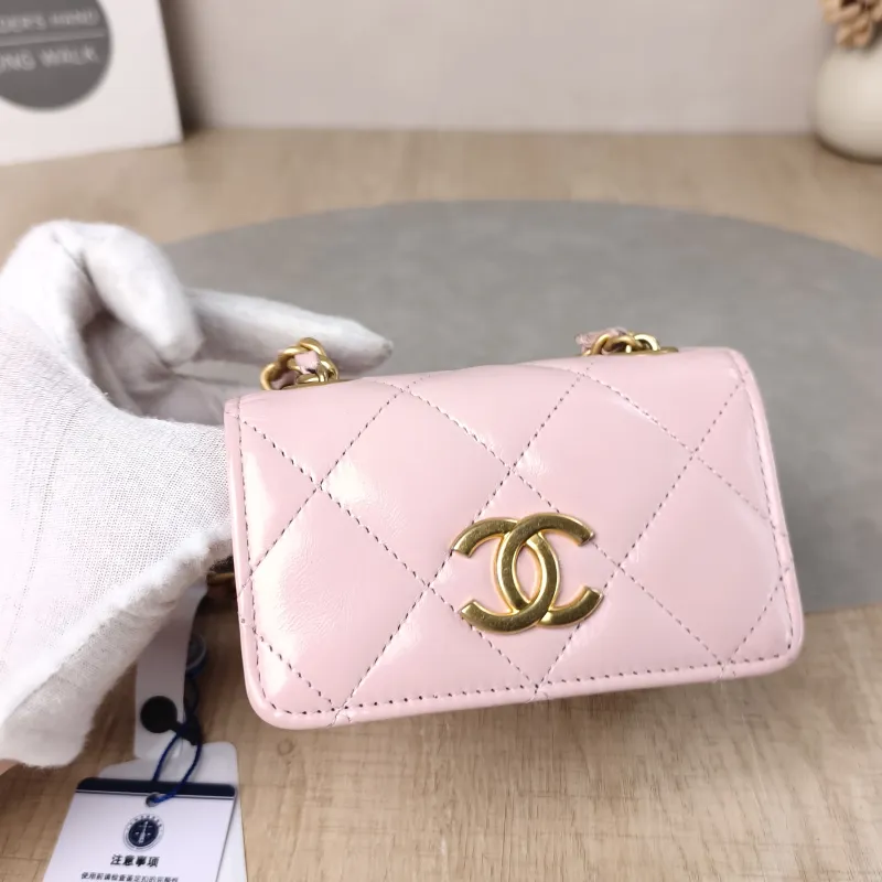Chanel Crossbody Bag CF Crossbody Bag Pink Calfskin Mini 11 × 3 × 9 cm — detail view 7 of 11