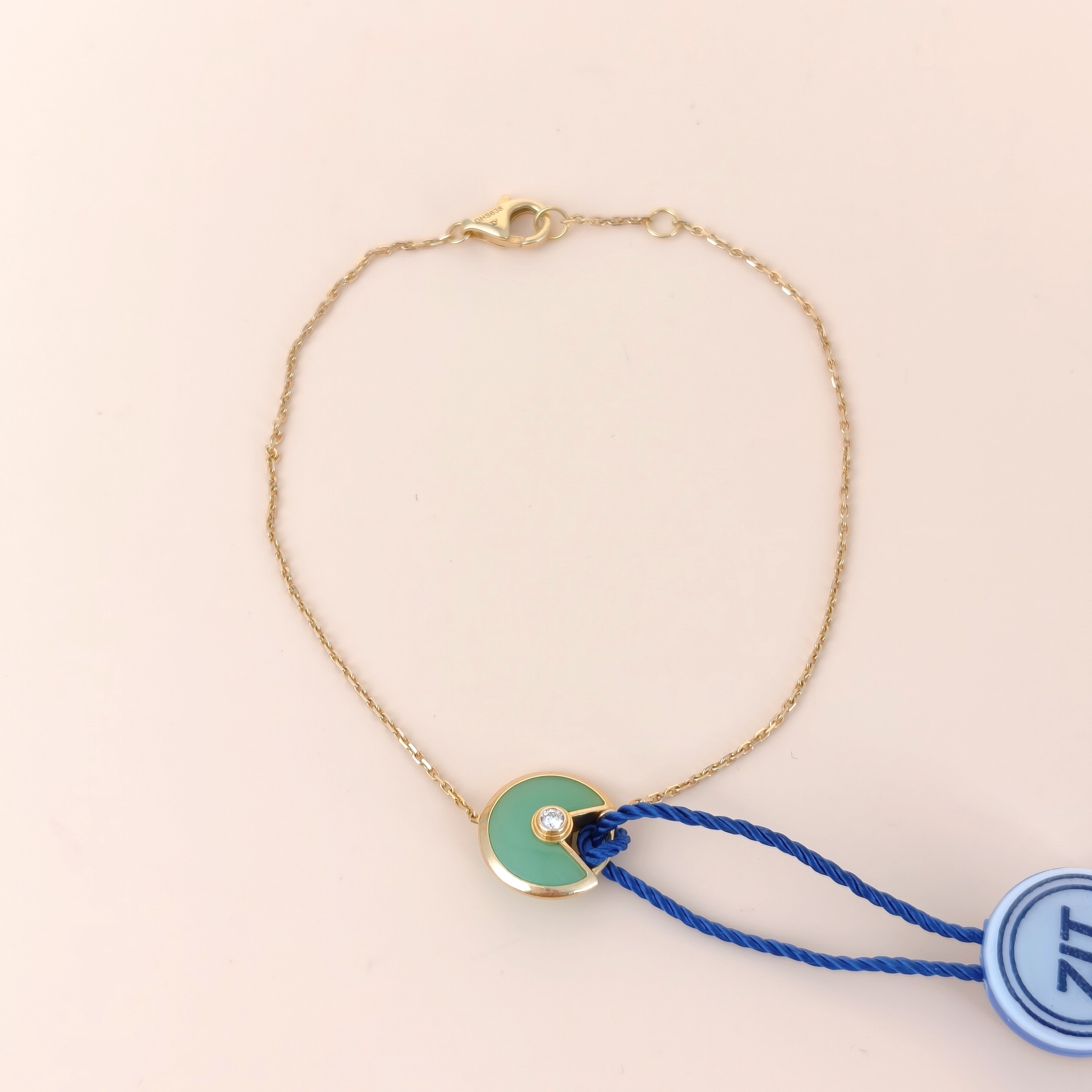 CARTIER Bracelet Amulette de Bracelet Green Diamond18KY ellow Gold One Size17cm