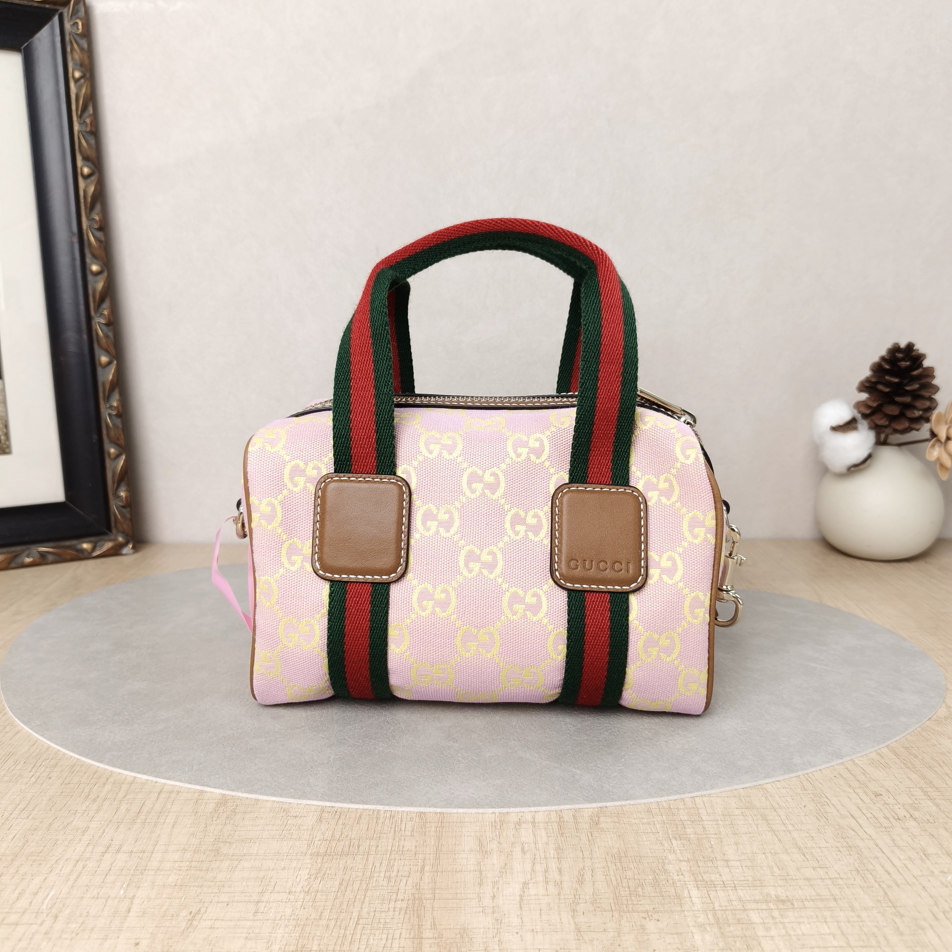 GUCCI Crossbody Bag GG Collection Pink Canvas mini20 × 13 × 13 cm