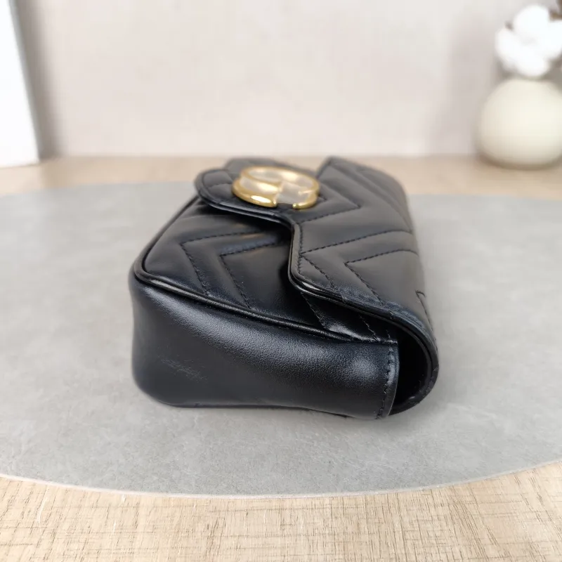 GUCCI Crossbody Bag GG Marmont Mini Marmont Mini Black Calfskin Mini 16.5 × 4.5 × 9.5 cm — detail view 11 of 13