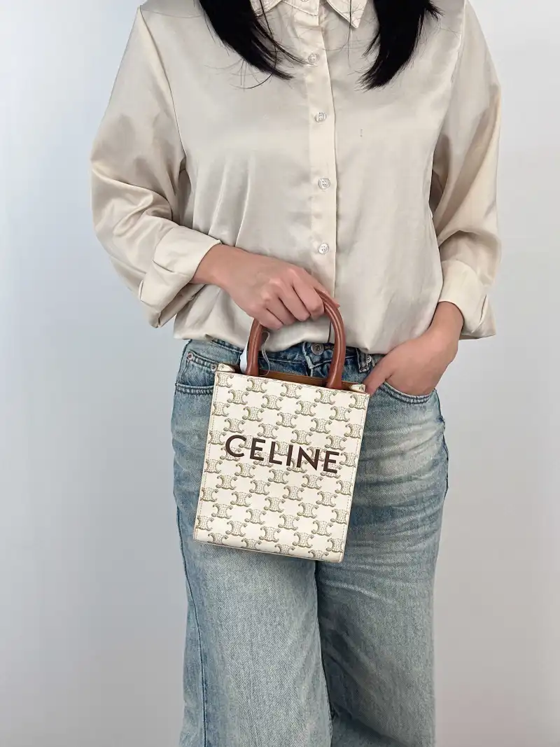 CELINE Crossbody Bag CABAS Mini White PVC Mini 17 × 4 × 20.5 cm — on-model view 3 of 3