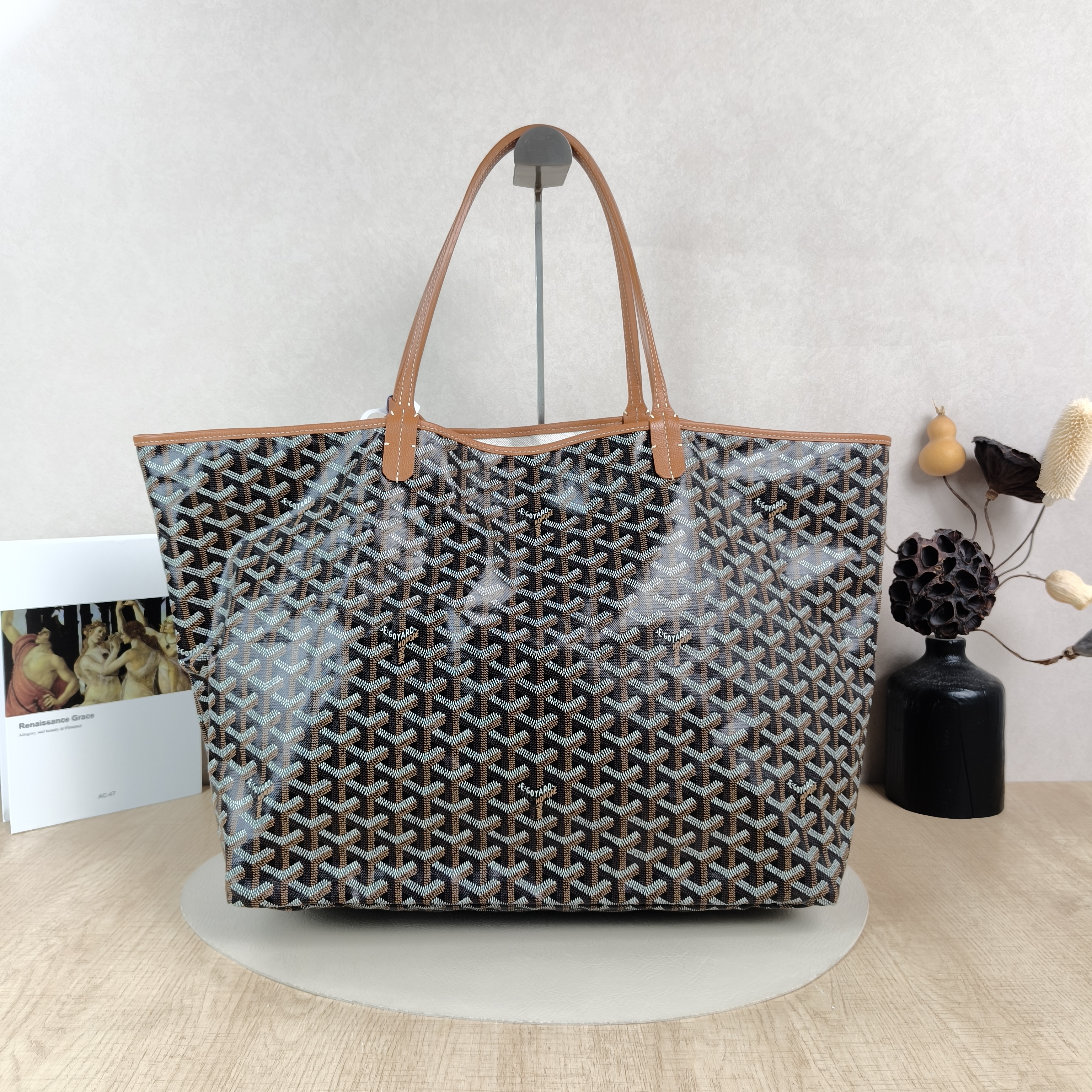 GOYARD Shoulder Bag SAINT LOUIS Shopping Tote Brown PVC Large40 × 20 × 32 cm
