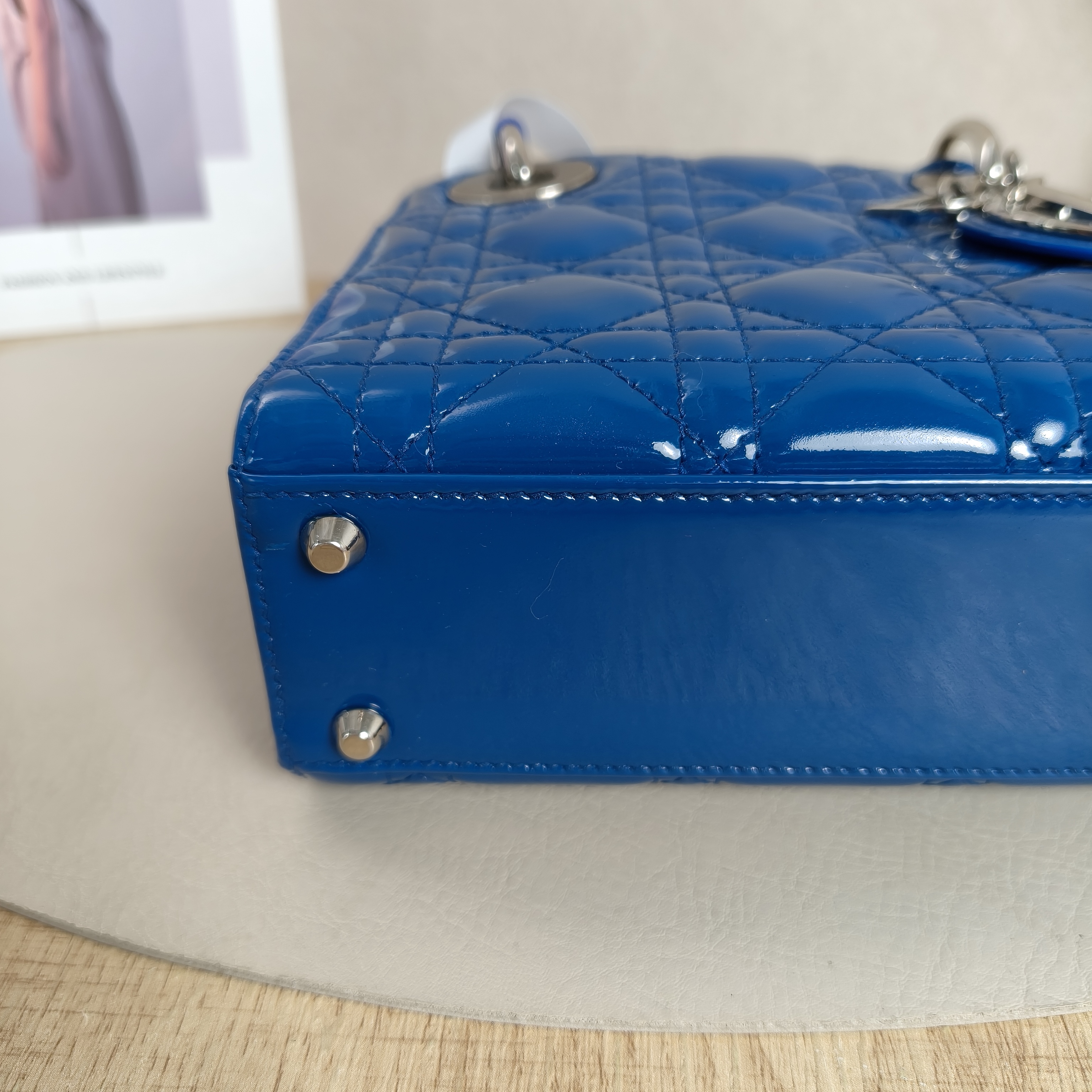 DIOR Crossbody Bag Lady Lady Dior Bag Blue Patent Leathermini17 × 7 × 15 cm — cover view 6 of 12