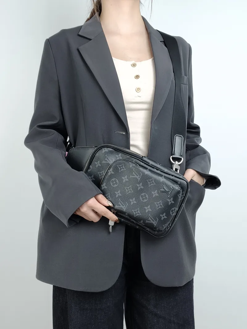 Louis Vuitton Shoulder Bag Avenue Shoulder Bag Black Monogram PVC One Size 15.5 × 7.5 × 25 cm — on-model view 1 of 2