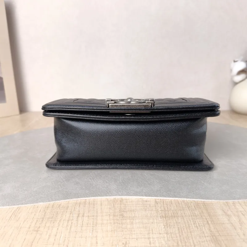 Chanel Crossbody Bag Le Boy​ Black Grained Calfskin Small 20.5 × 8.5 × 12 cm — cover view 4 of 5