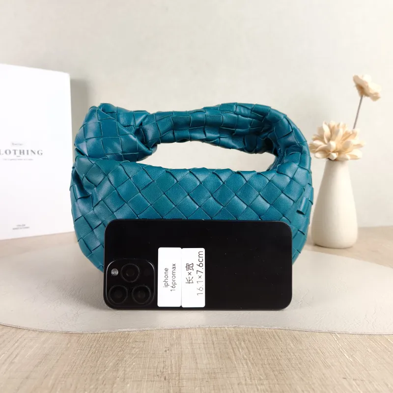 Bottega Veneta Top Handle Bag Jodie Blue Lambskin Mini 28 × 8 × 23 cm — cover view 3 of 5
