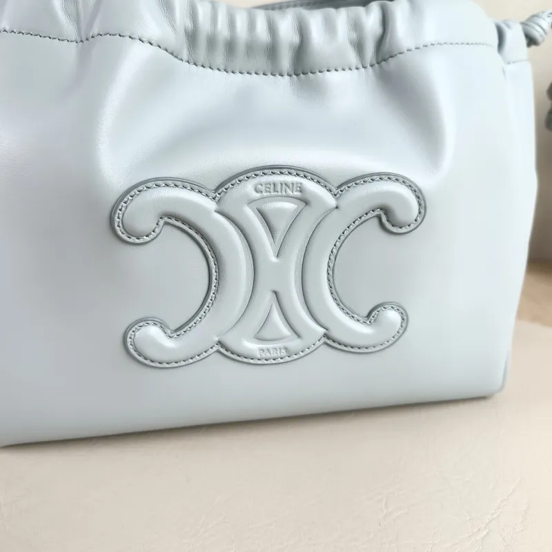 CELINE Top Handle Bag CABAS TRIOMPHE Blue Calfskin Small 22 × 15 × 17 cm — detail view 9 of 12