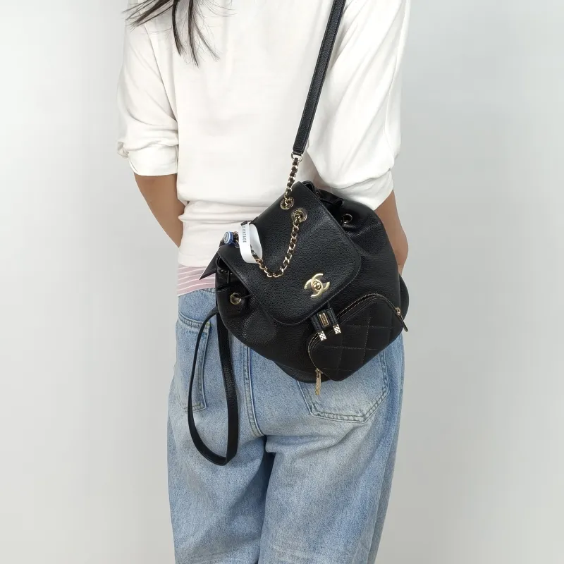 Chanel Backpackaffinity Backpack Black Calfskin Small20 × 14 × 22 cm — on-model view 3 of 3