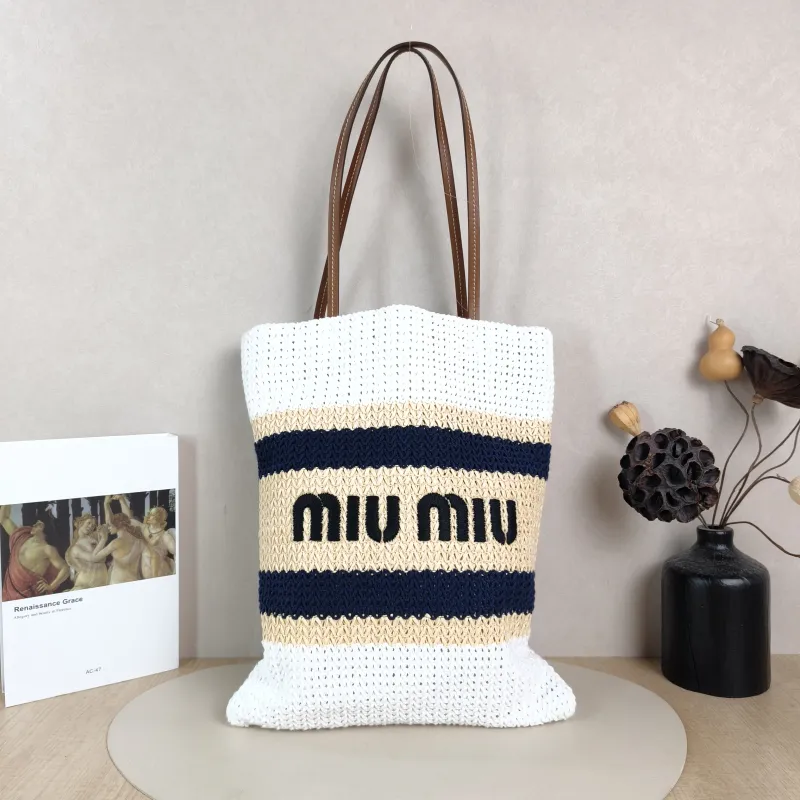 Miumiu Shoulder Bag Raffia Woven Woven One Size31 × 2 × 38 cm