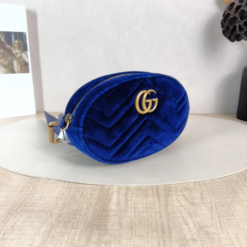 GUCCI Belt Bag GG Marmont Marmont Belt Bag Blue Velvet 19 × 5 × 11.5 cm — cover view 2 of 6