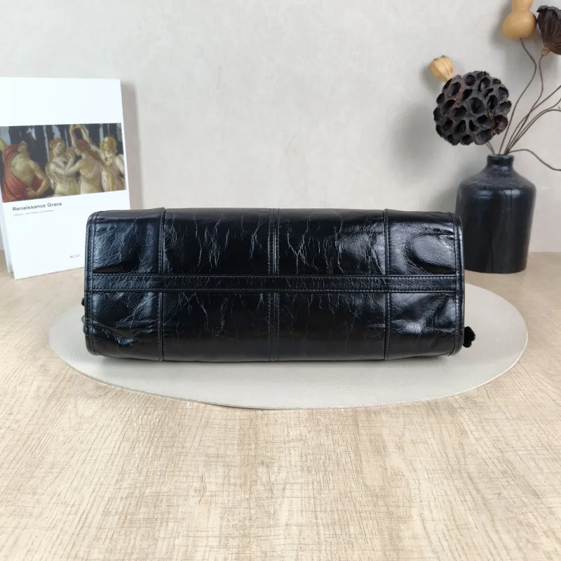 PRADA Shoulder Bag Bonnie Soft Lux Black Waxed Leather Medium 32 × 12 × 15.5 cm — cover view 5 of 6
