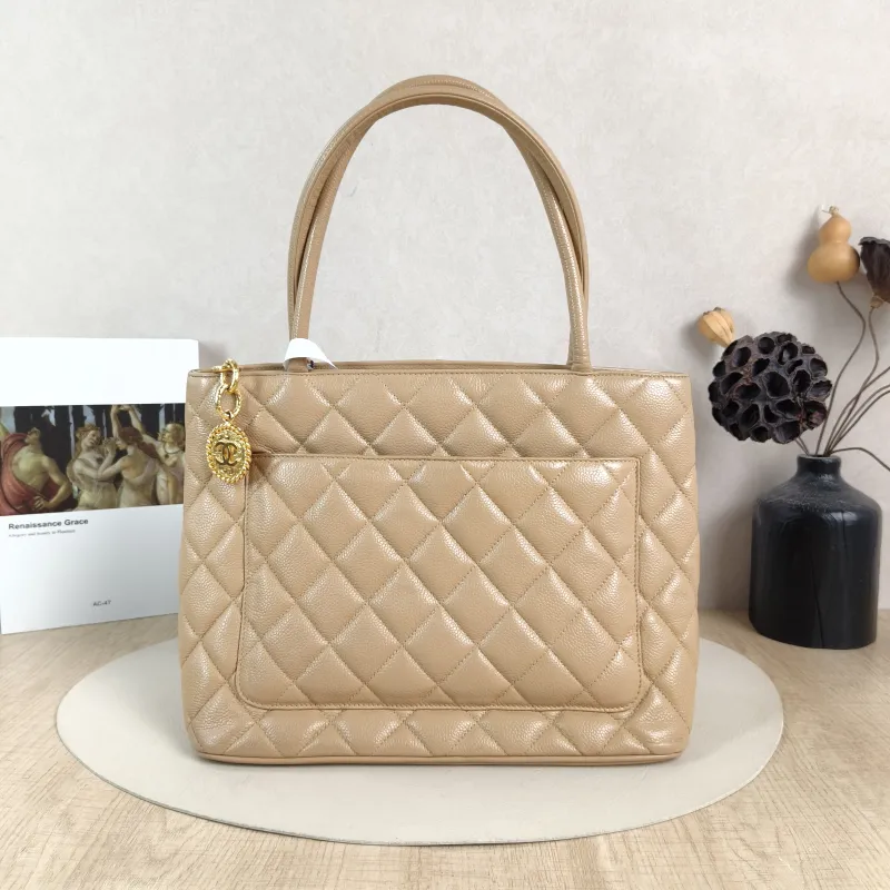 Chanel Top Handle Bag Medallion Taupe Grained Calfskin Large 30 × 15 × 24 cm 7 — cover view 4 of 6