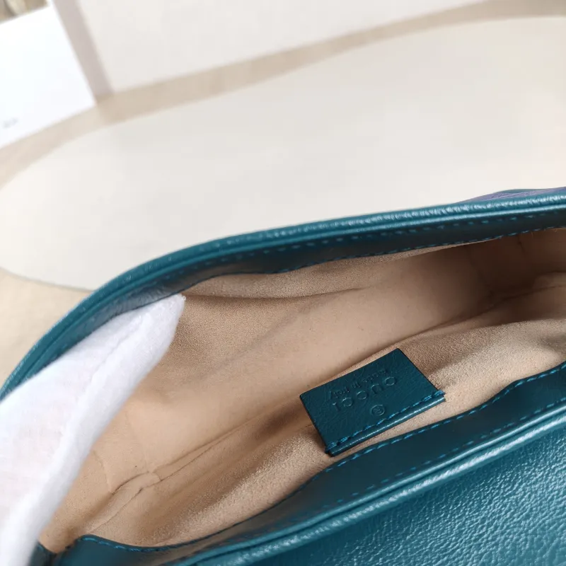 GUCCI Crossbody Bag GG Marmont Mini Marmont Mini Blue Calfskin Mini 16.5 × 4.5 × 9.5 cm — detail view 4 of 11