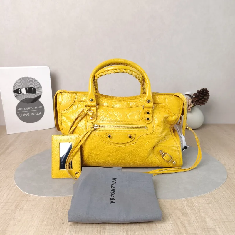 BALENCIAGA Crossbody Bag Classic City Yellow Lambskin Small 30 × 10 × 21 cm — cover view 6 of 6