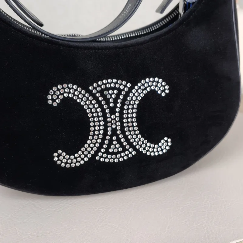 CELINE Shoulder Bag AVA Black Velvet One Size 24.5 × 9 × 17 cm — detail view 6 of 9