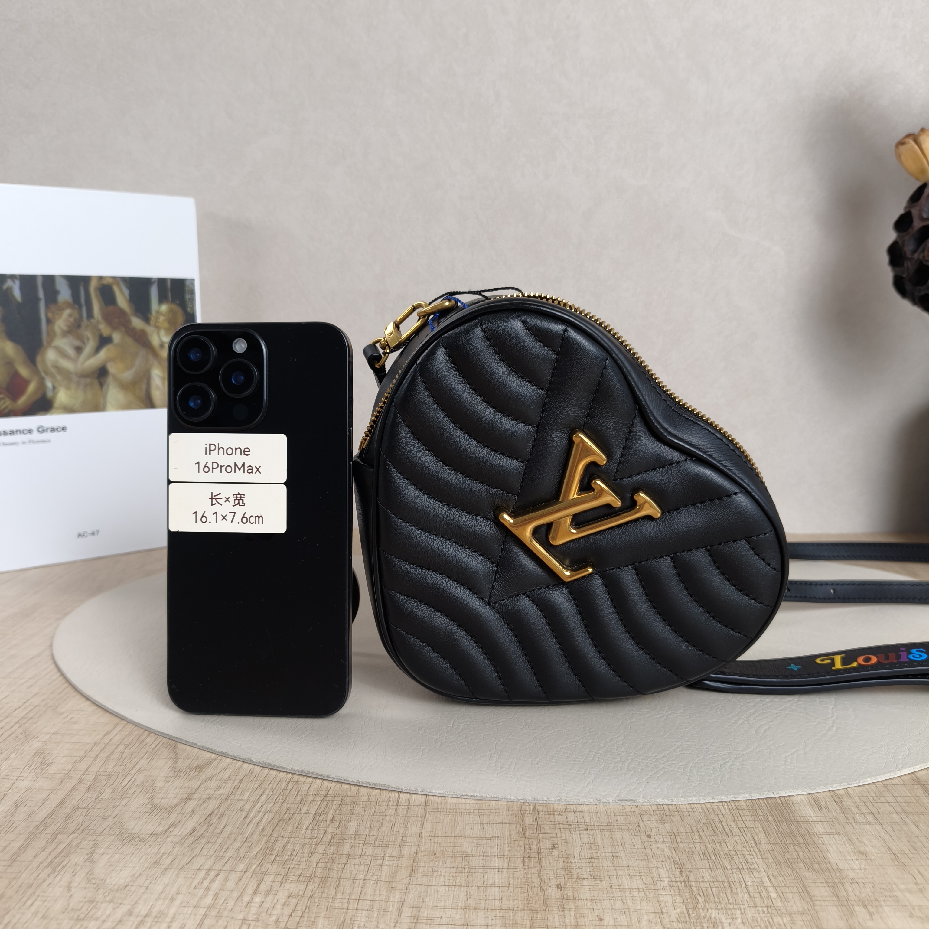 Louis Vuitton Crossbody Bag New Wave Heart Crossbody Bag Black Calfskin One Size18 × 5 × 15 cm — cover view 5 of 8