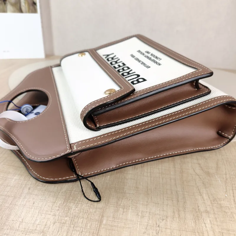 BURBERRY Crossbody Bag pocket bag Top Handle Crossbody Bag Beige Brown Canvas， Mini 23 × 6 × 26.5 cm — detail view 3 of 11