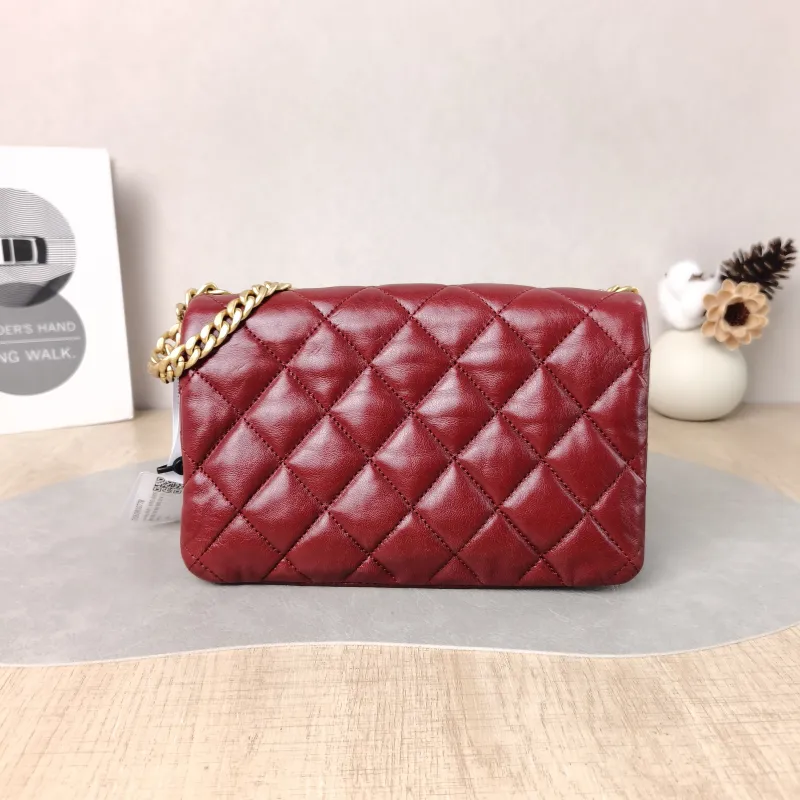 Chanel Crossbody Bag Burgundy Lambskin One Size 22 × 8 × 14 cm — cover view 6 of 6
