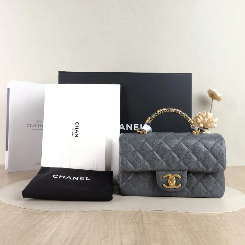 Chanel Crossbody Bag 25b mini Grey Grained Calfskin One Size 20 × 6 × 12 cm — cover view 5 of 6