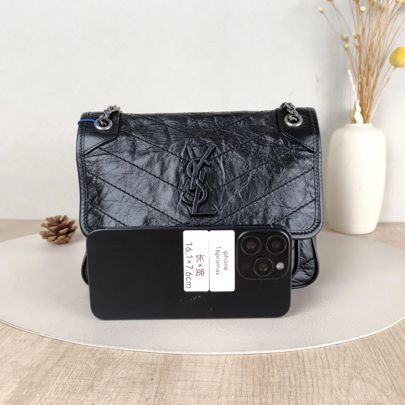 SAINT LAURENT Crossbody Bag Niki D Waxed Leather Calfskin Small 21 × 7.5 × 16 cm — cover view 4 of 5