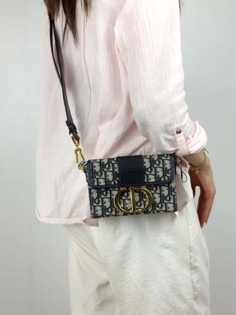 DIOR Crossbody Bag 30Montaigne 30 Box Box Blue Canvas Mini 17.5 × 5 × 11.5 cm — on-model view 2 of 2