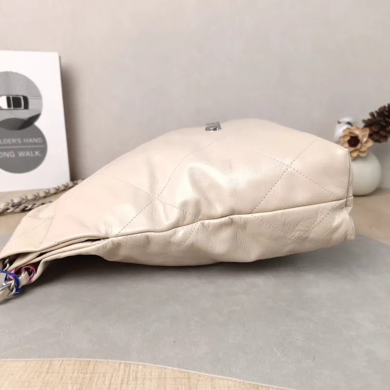 Chanel Shoulder Bag 22Bag Beige Calfskin Small 35 × 7 × 37 cm — detail view 6 of 12
