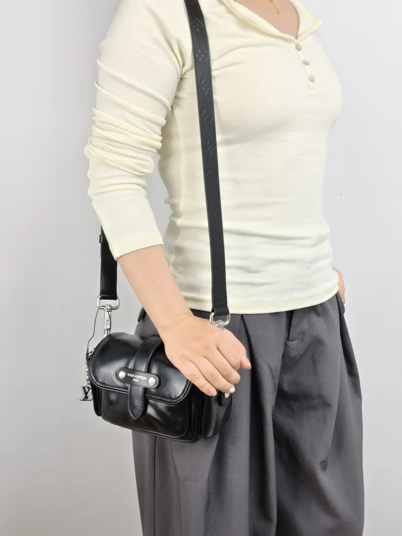 Louis Vuitton Crossbody Bag CARGO Camera Bag Black Calfskin Mini 23 × 10 × 14 cm — on-model view 2 of 2