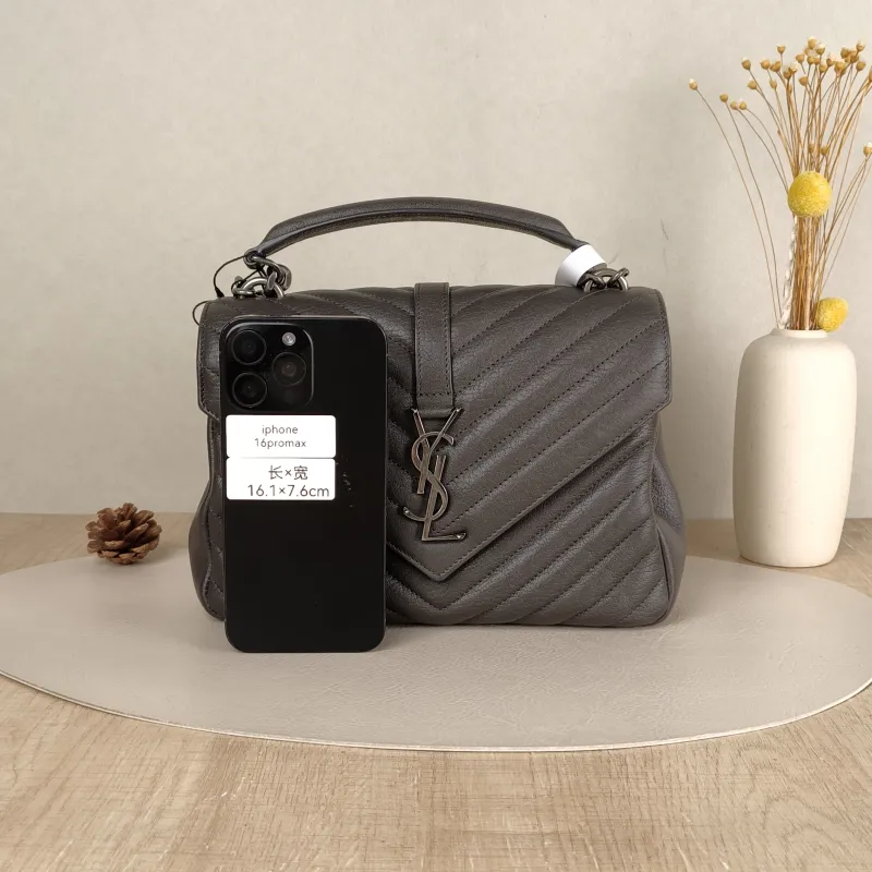 SAINT LAURENT Shoulder Bag COLLEGE Dark Grey Lambskin Medium 24 × 6.5 × 17 cm — cover view 2 of 5