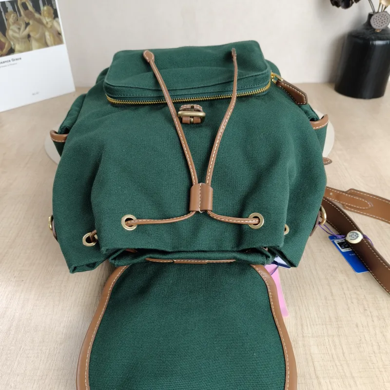 Miumiu Backpack Backpack Green Canvas Large25 × 14 × 25 cm — detail view 2 of 16