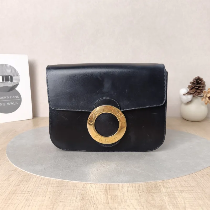 CELINE Crossbody Bag Crossbody Bag Black Calfskin One Size24 × 5 × 18 cm