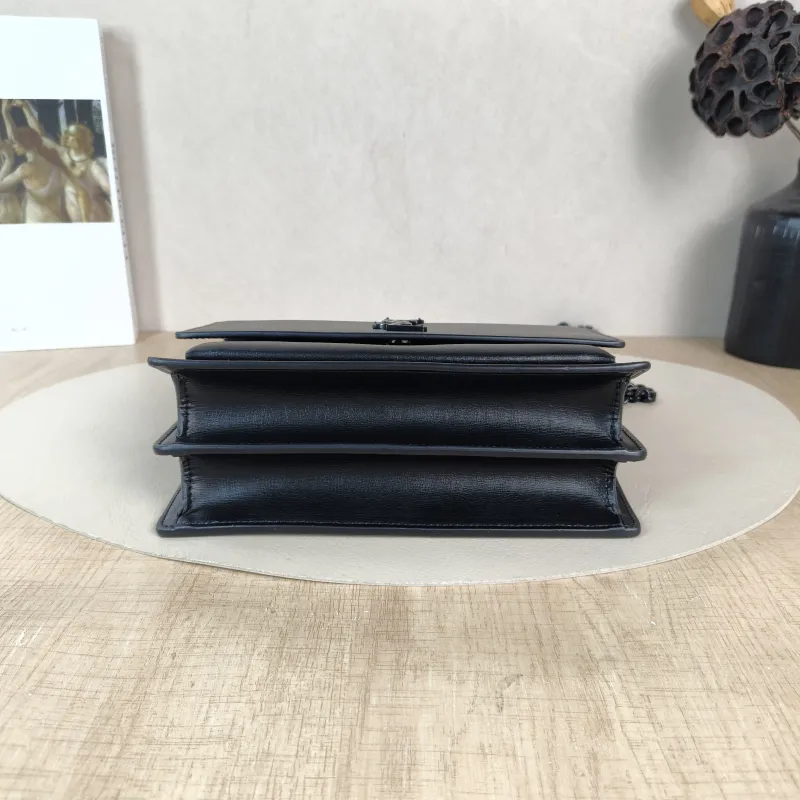SAINT LAURENT Crossbody Bag SUNSET Black Calfskin Medium 22 × 6.5 × 16 cm — cover view 2 of 5