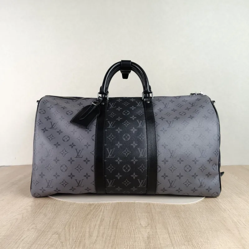Louis Vuitton Crossbody Bag Keepall 50 Shoulder Strap Edition Black · Grey PVC One Size50 × 23 × 29 cm