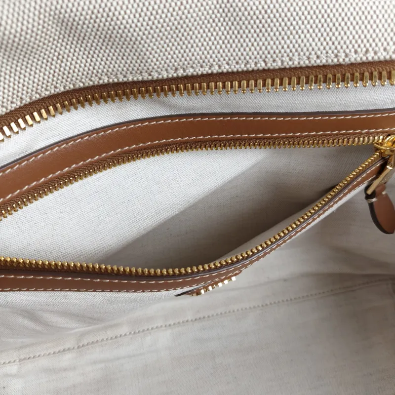 Miumiu Top Handle Bag Beau Brown Canvas · Calfskin Large34 × 10 × 20 cm — detail view 7 of 13