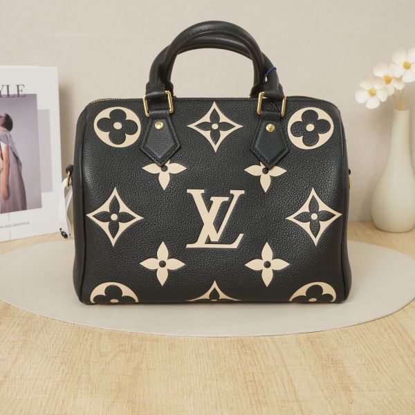 Louis Vuitton speedy25Black Calfskin Microchip Edition · Shoulder Strap Dust Bag · 25 × 15 × 19 cm