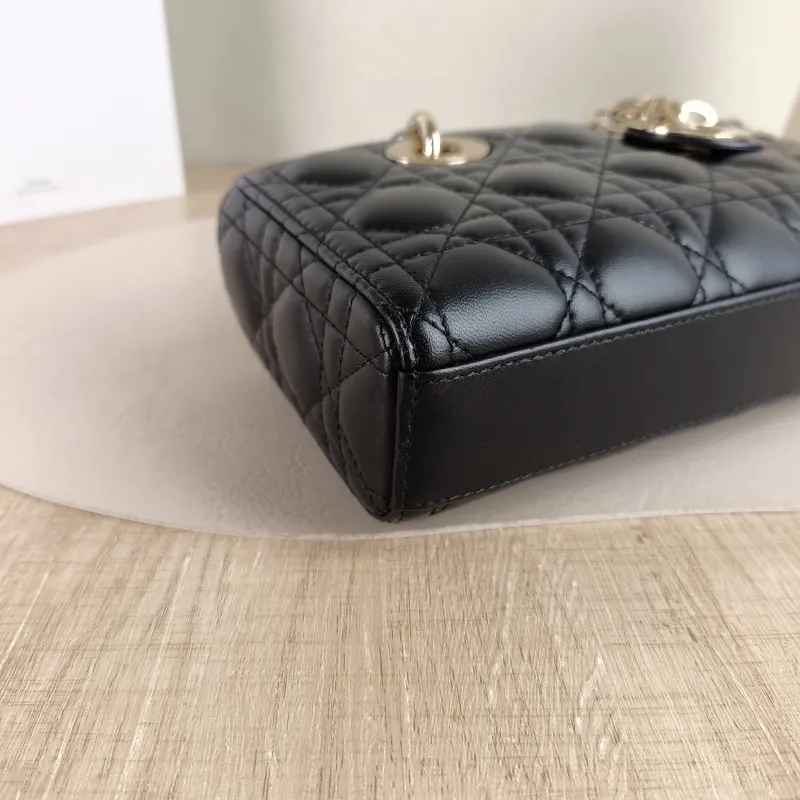 DIOR Top Handle Bag Lady D-Joy Black Lambskin Small 22 × 6 × 11 cm — detail view 4 of 11