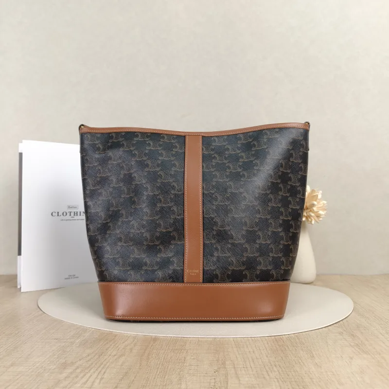 CELINE Crossbody Bag Triomphe Bucket Bag Monogram PVC Small22 × 13 × 26 cm