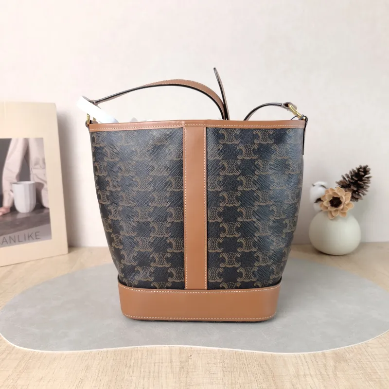 CELINE Crossbody Bag Triomphe Bucket Bag Monogram PVC Small 22 × 13 × 26 cm — cover view 6 of 6