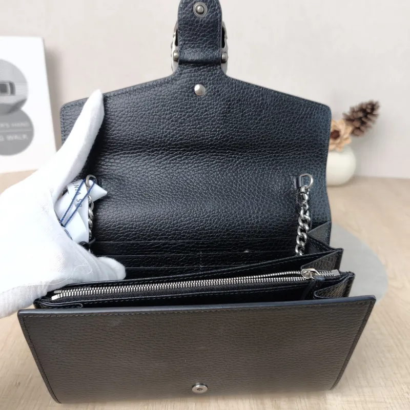 GUCCI Crossbody Bag Dionysus Collection Wallet woc Black Calfskin Mini 20 × 5 × 13 cm — detail view 10 of 13