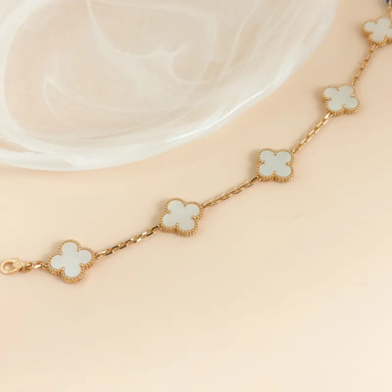 Van Cleef & Arpels Bracelet Alhambra Alhambra Collection Five-Motif Bracelet Pearl · White Mother-of-Pearl18KY ellow Gold Vintage Small19cm — cover view 7 of 8