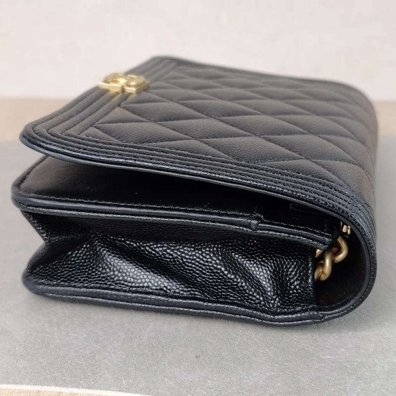 Chanel Crossbody Bag Le Boy​ WOC Black Grained Calfskin Mini 19.2 × 3.5 × 12.3 cm — detail view 2 of 13